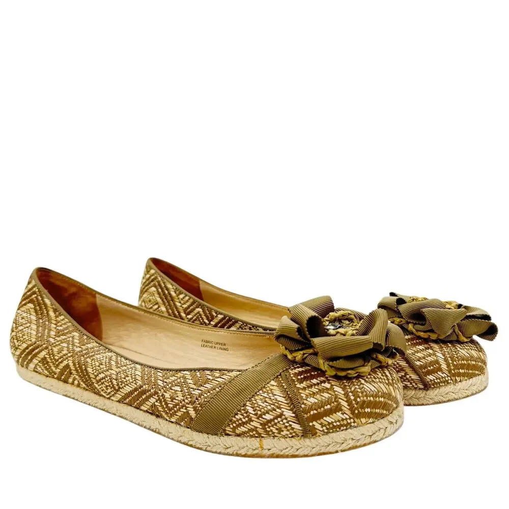 Vera Wang Lavender Eri Basketweave Flats Beige Fabric Size 9.5